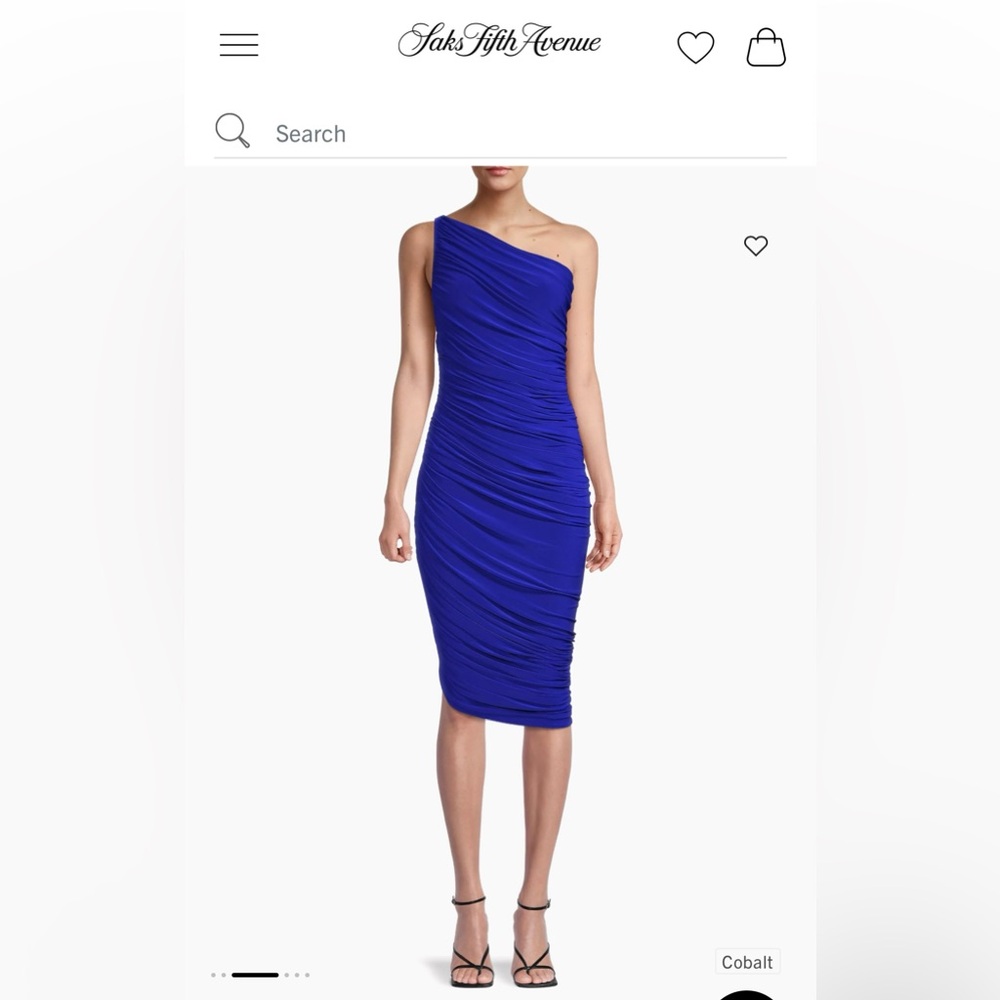 Norma Kamali Diana Midi Cobalt One Shoulder Dress